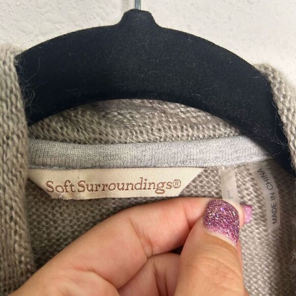 Soft Surroundings Women’s Gray Colorblock Hi Low Cardigan Size L - Picture 6 of 14